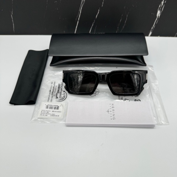 NEW SL572 001 SAINT LAURENT UNISEX BLACK SQUARE SUNGLASSES SAINT LAURENT SL 572 - Picture 15 of 15